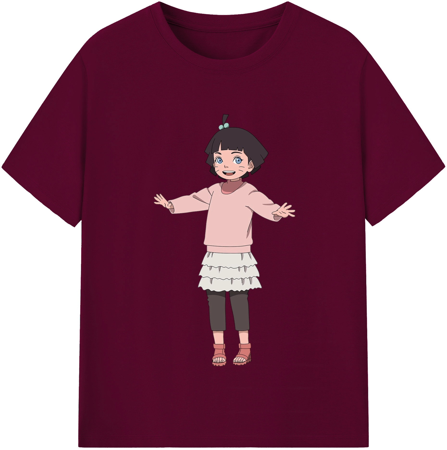 （画像用） NARUTO -ナルト- うずまき ヒマワリ Uzumaki Himawari レディースカジュアルプリントTシャツ（綿100％）